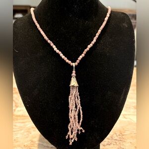 Quartz, Pearl and Crystal Tassel Necklace